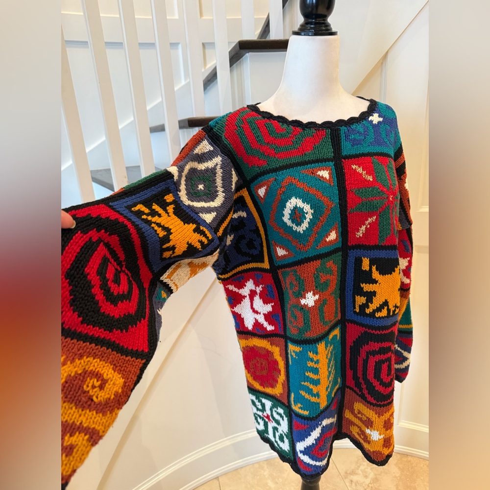 Vintage 90's Chunky Knit Patchwork Sweater